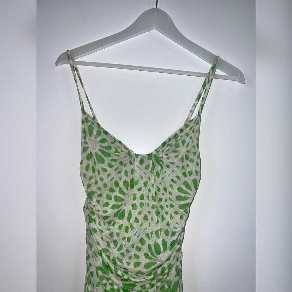 Diane Von Furstenberg Ruched Midi Silk Green Dres… - image 4