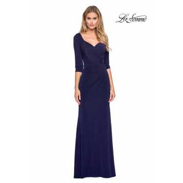 LA FEMME 26955 Long Jersey Dress 6 Navy Blue Swee… - image 1