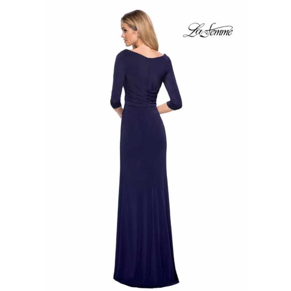 LA FEMME 26955 Long Jersey Dress 6 Navy Blue Swee… - image 2