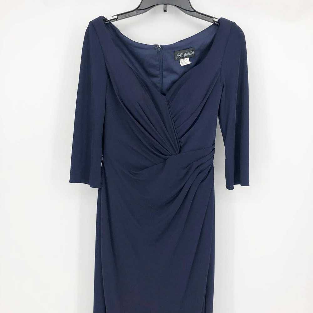 LA FEMME 26955 Long Jersey Dress 6 Navy Blue Swee… - image 4