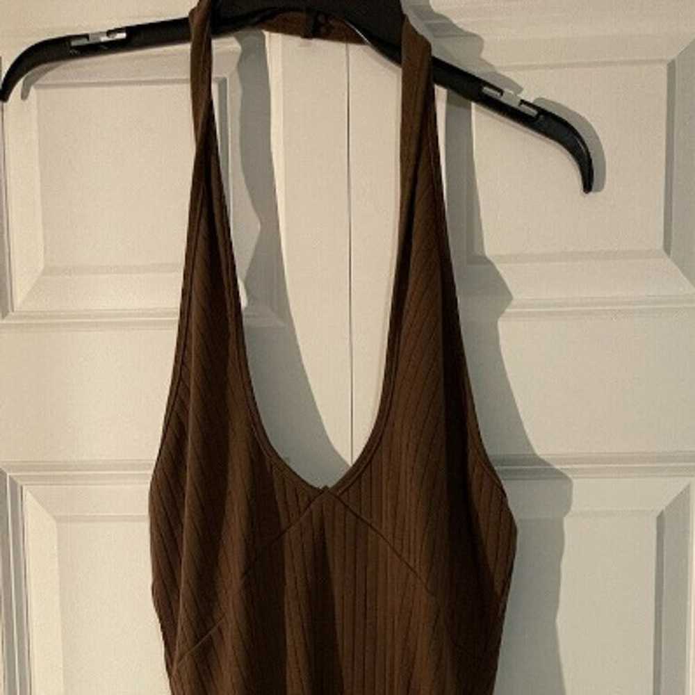 halter dress brown ribbed small - image 1