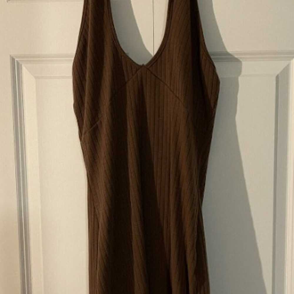 halter dress brown ribbed small - image 3