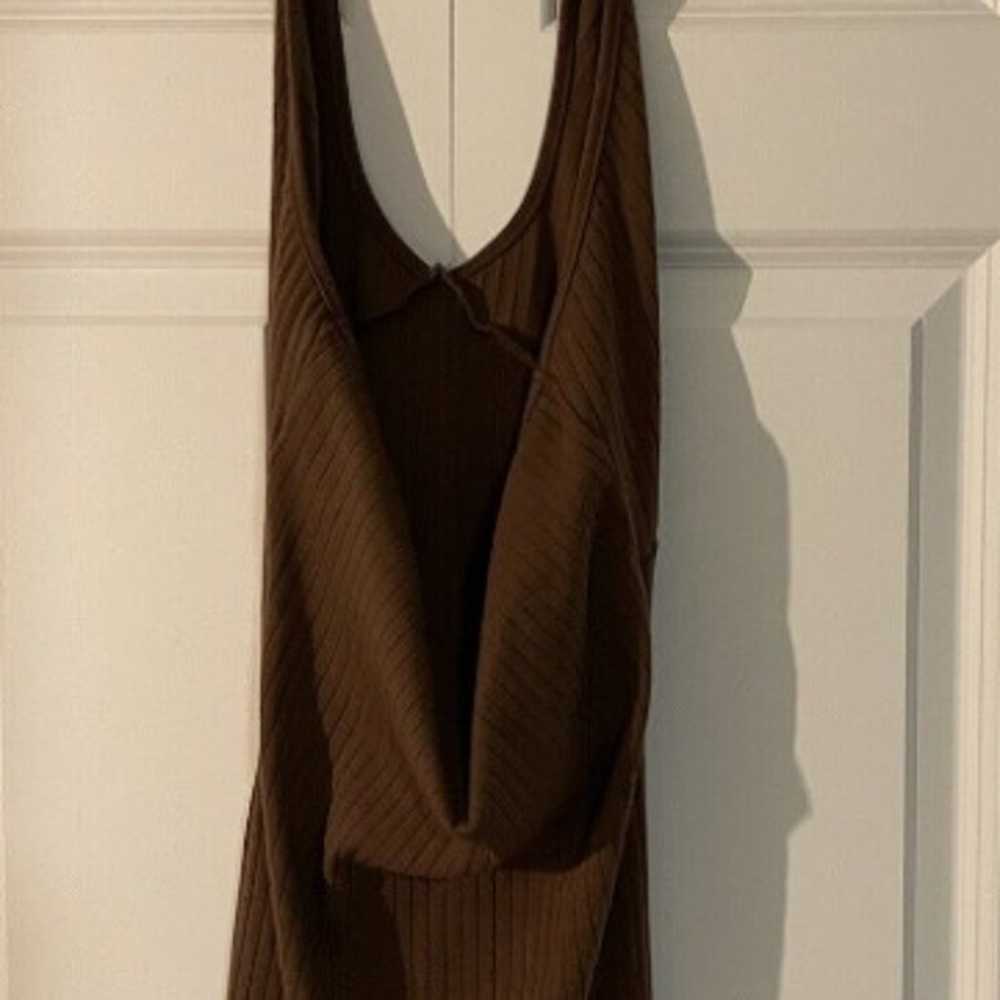 halter dress brown ribbed small - image 4