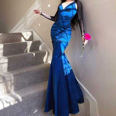Vintage 00’s Xscape Navy Blue Mermaid Style Prom … - image 1