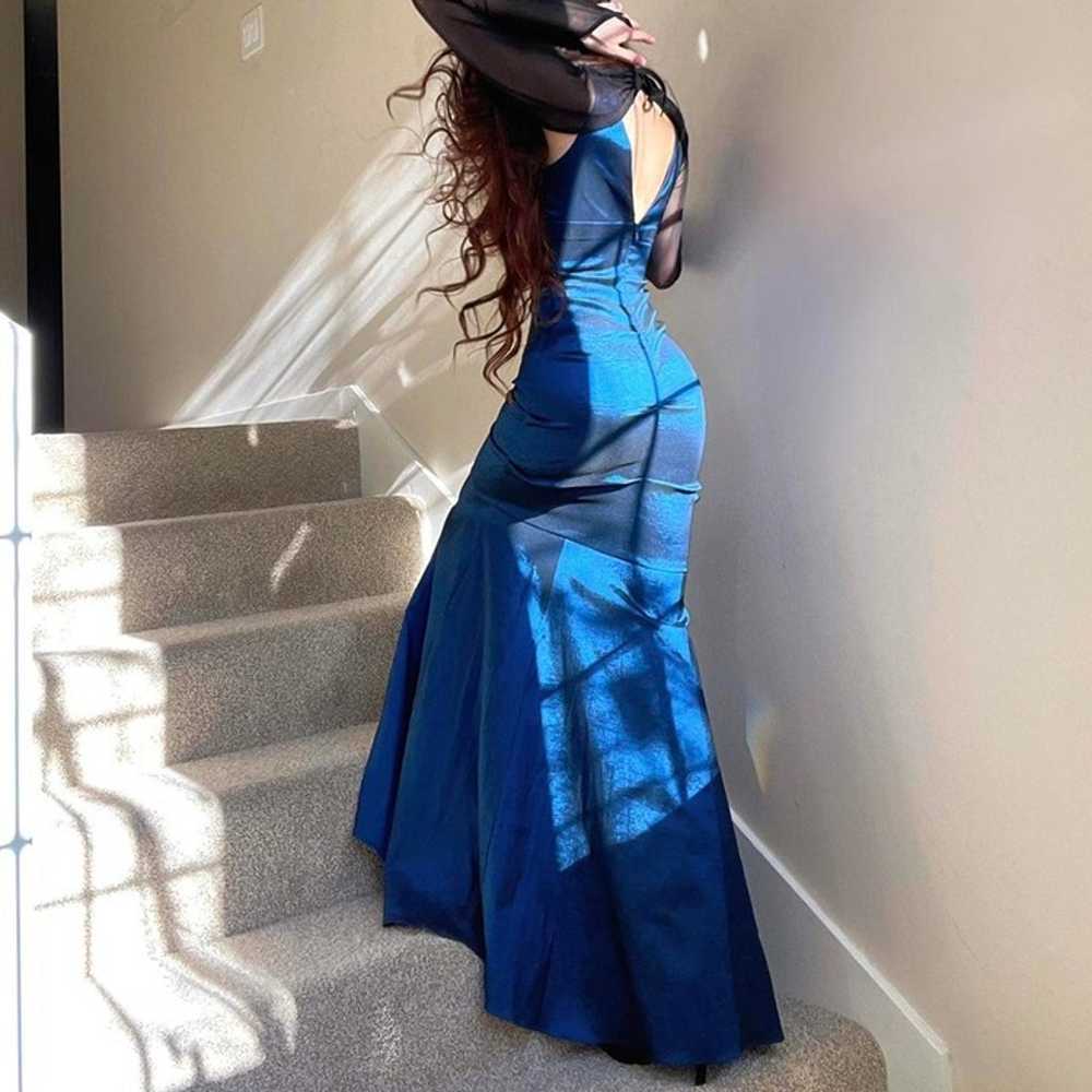 Vintage 00’s Xscape Navy Blue Mermaid Style Prom … - image 4