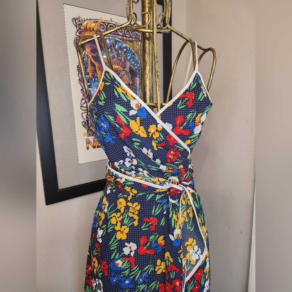 Tory Burch Floral Polka Dot Wrap Dress- Navy (6) - image 4