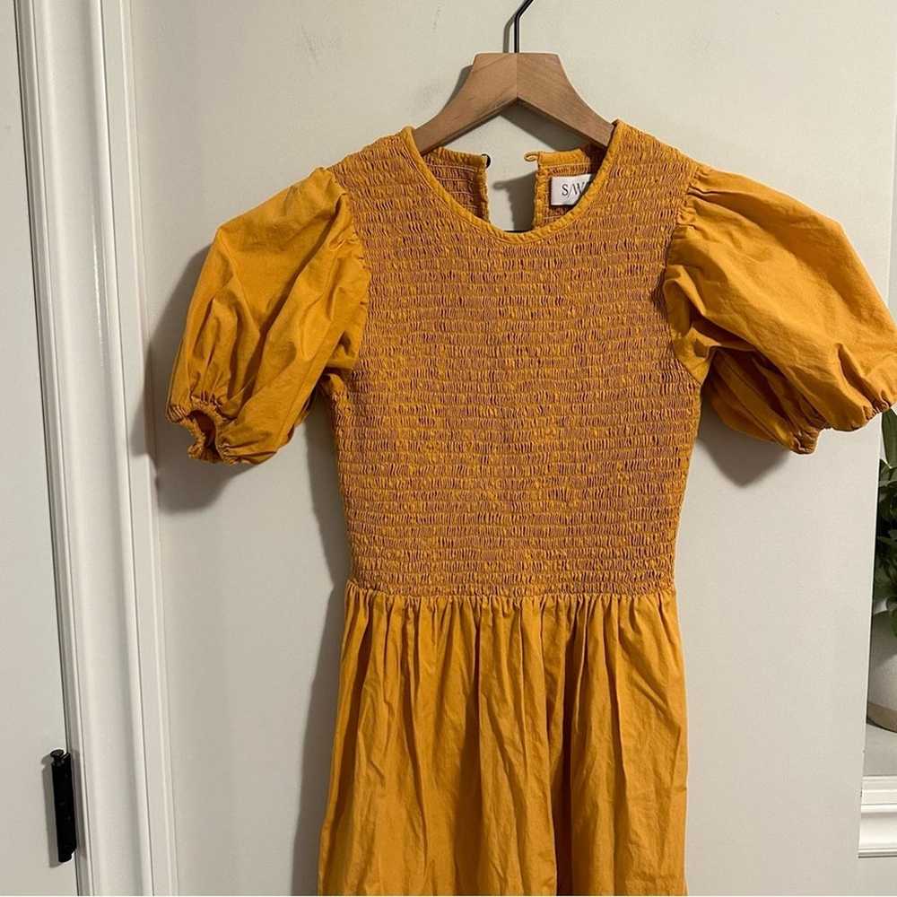 S/W/F Orange Cotton Smocked Maxi Dress Small - image 10