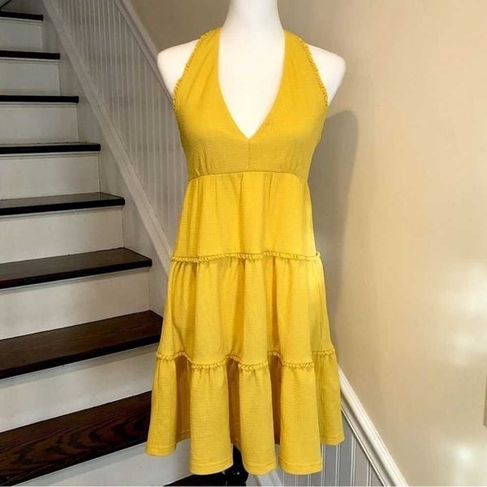 BESTEY JOHNSON Boho Yellow Halter Dress w Tiered … - image 1