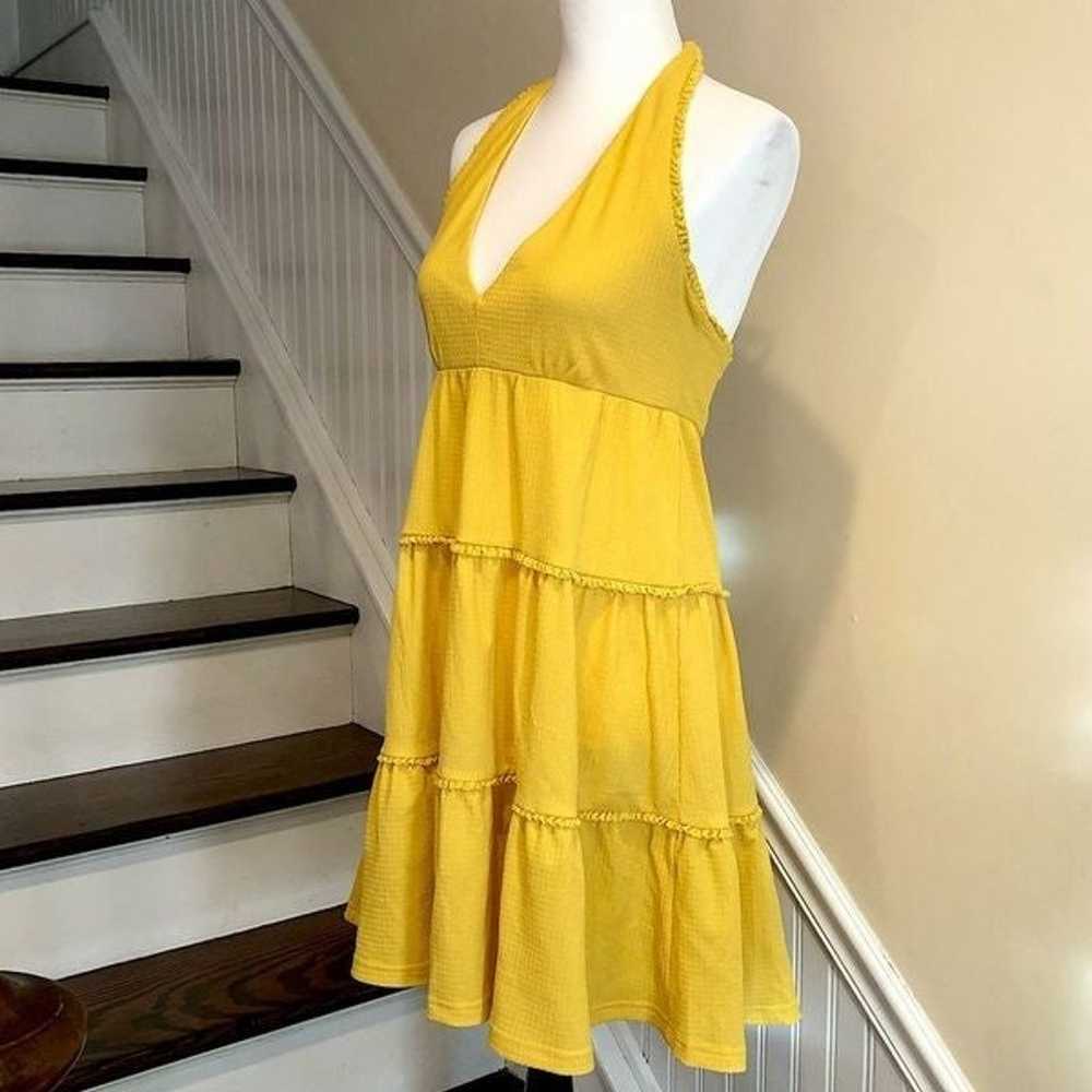 BESTEY JOHNSON Boho Yellow Halter Dress w Tiered … - image 6