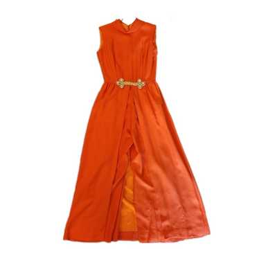 Vintage Handmade 1960s Orange Half Skirted Maxi Ju