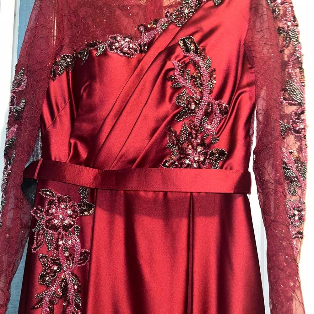Satin Modest Red Dress - image 2