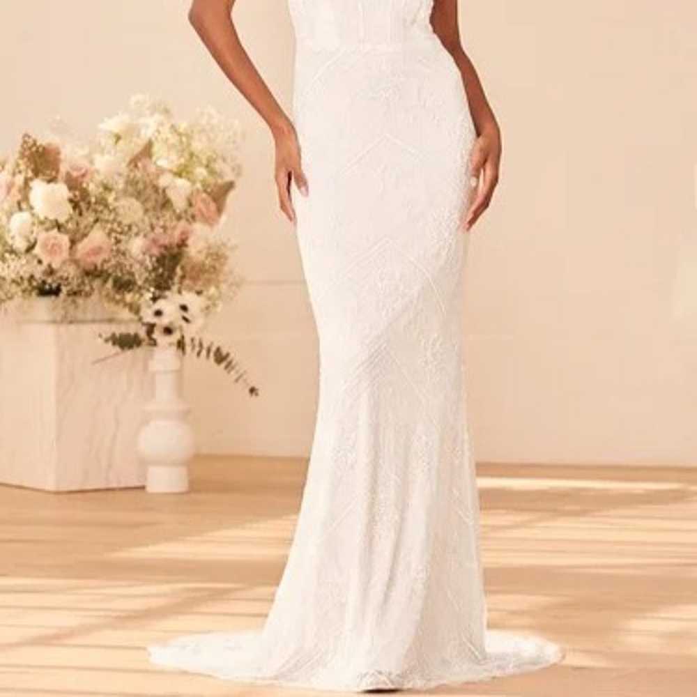 The Sweetest Vows White Beaded Sequin Mermaid Max… - image 2