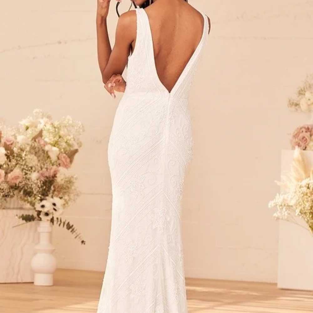 The Sweetest Vows White Beaded Sequin Mermaid Max… - image 5