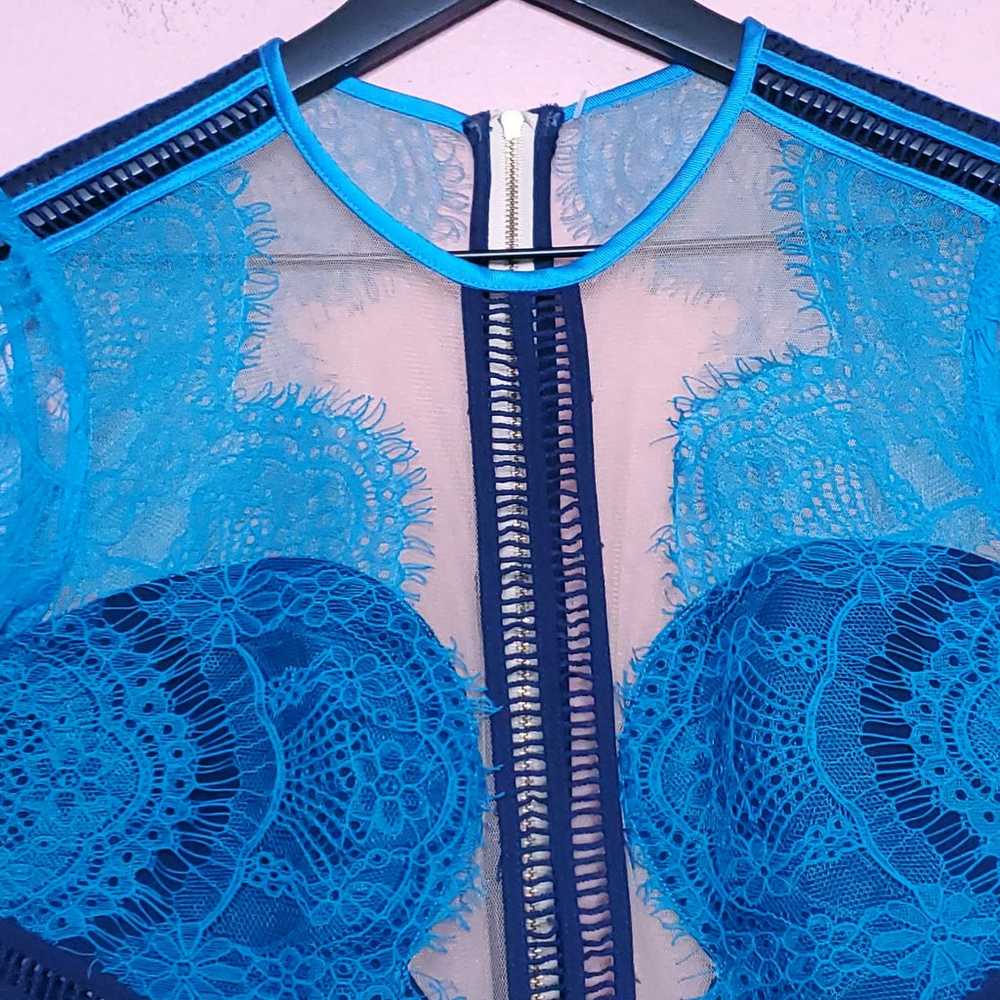 Three Floor Topsin Lace Dress in Ocean Blue & Nude - image 4