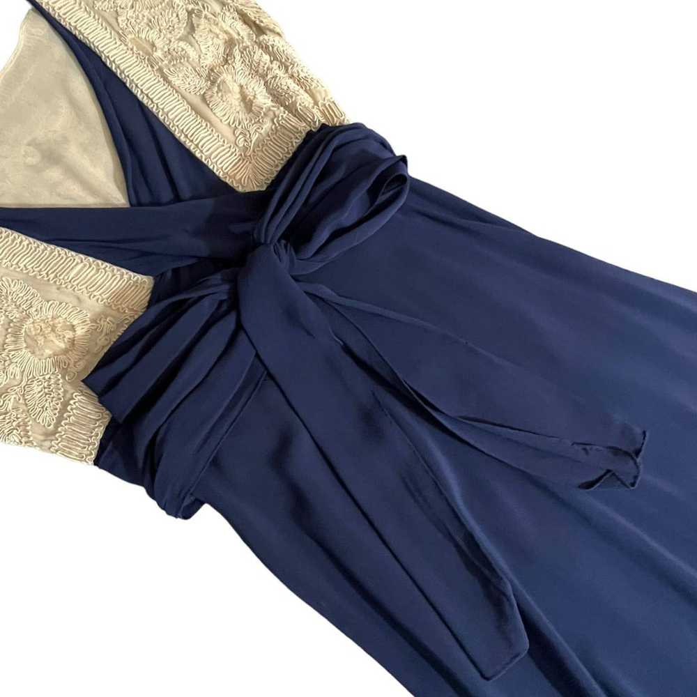 LECHIN INC. 20s maxi dress blue cream lace medium - image 11