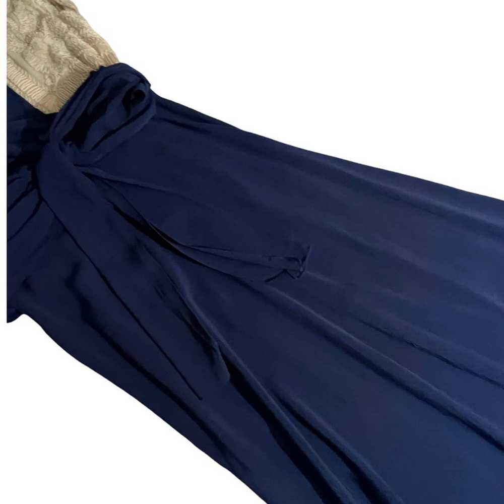 LECHIN INC. 20s maxi dress blue cream lace medium - image 12