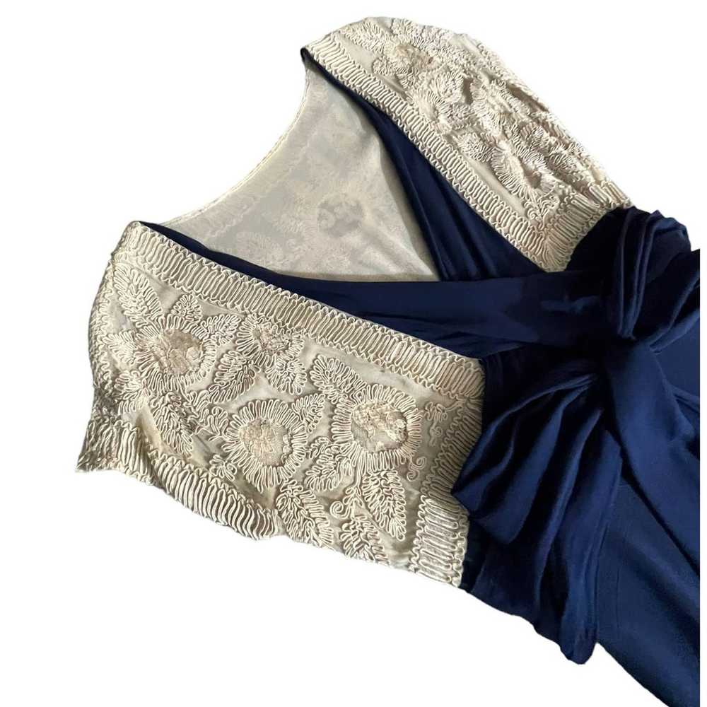 LECHIN INC. 20s maxi dress blue cream lace medium - image 2