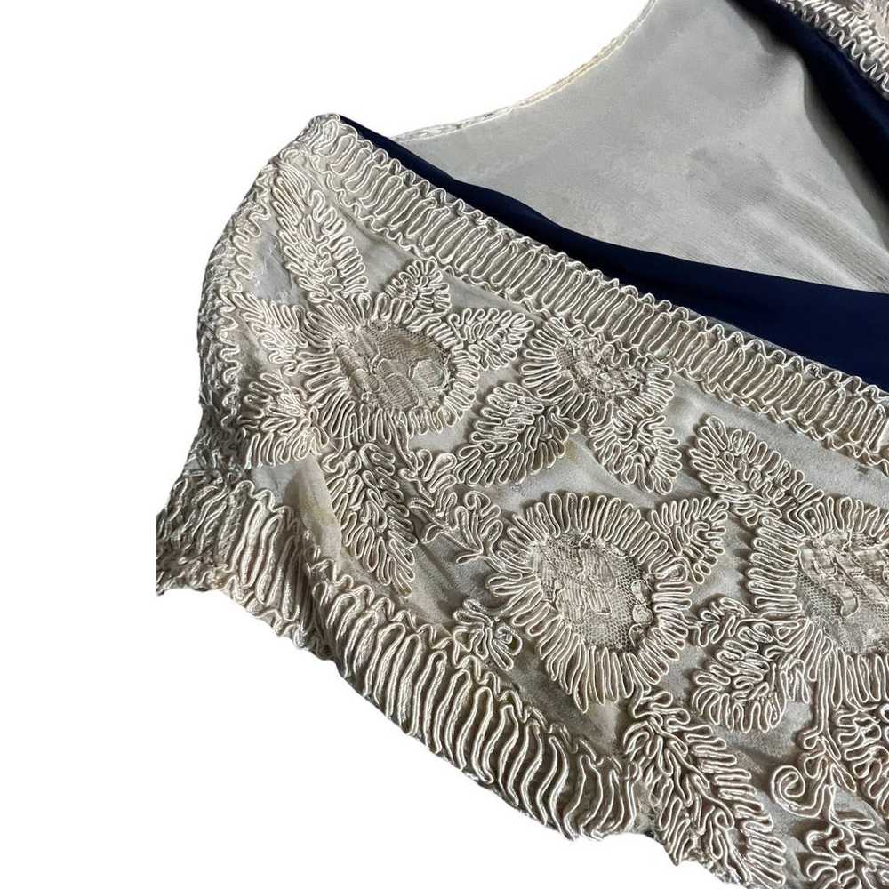LECHIN INC. 20s maxi dress blue cream lace medium - image 3