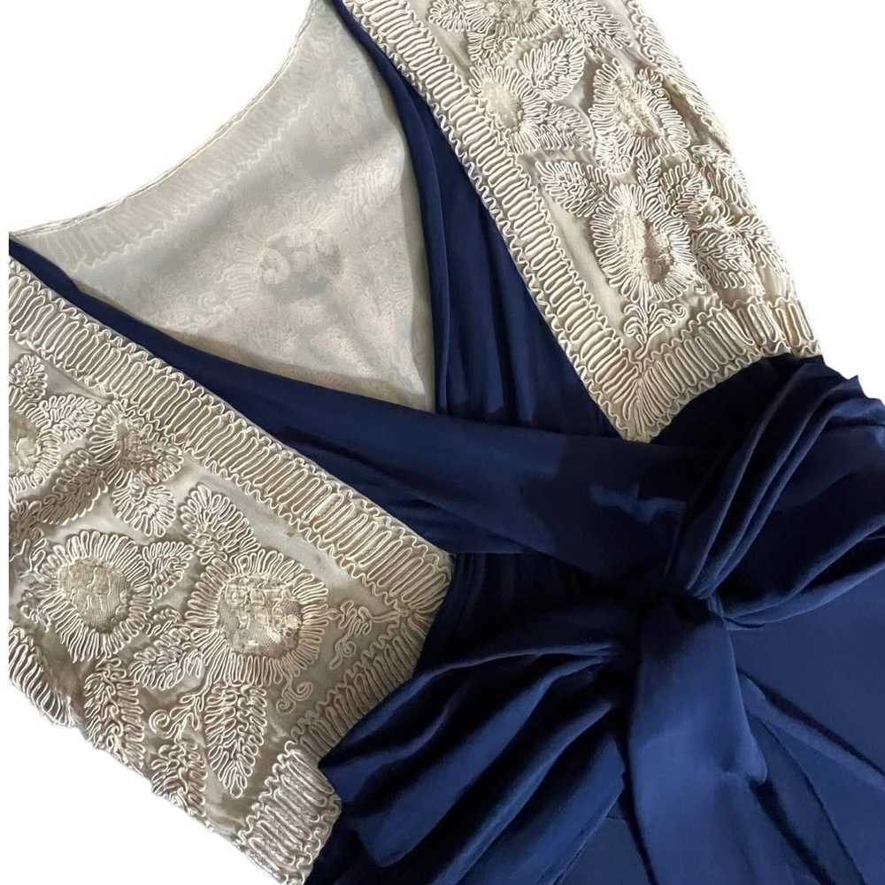 LECHIN INC. 20s maxi dress blue cream lace medium - image 7