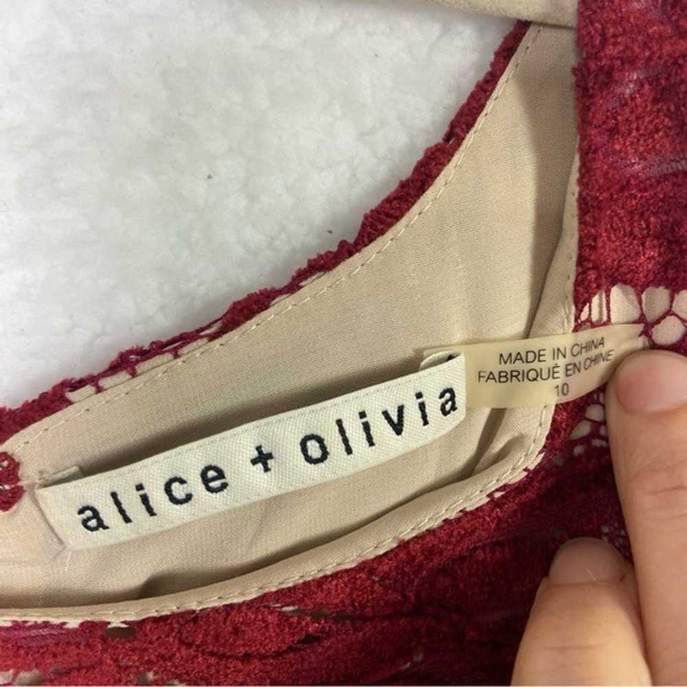 ALICE & OLIVIA Laila Cold Open Shoulder red  Lace… - image 7