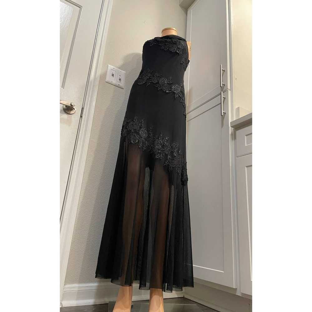 90s Sue Wong Black Beaded asymmetrical lined Maxi… - image 3