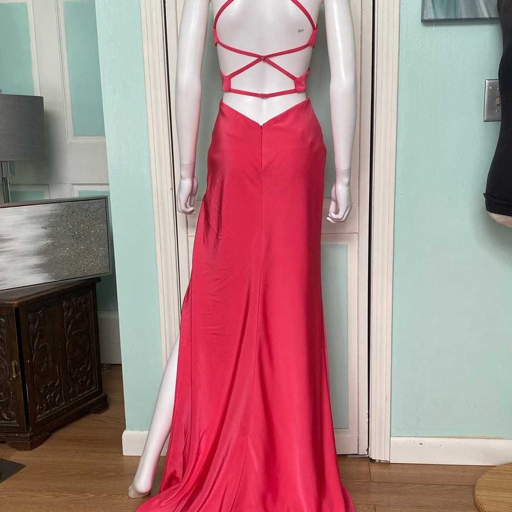 Size 8 Bright Pink Electric Neon Prom Dress Side … - image 3