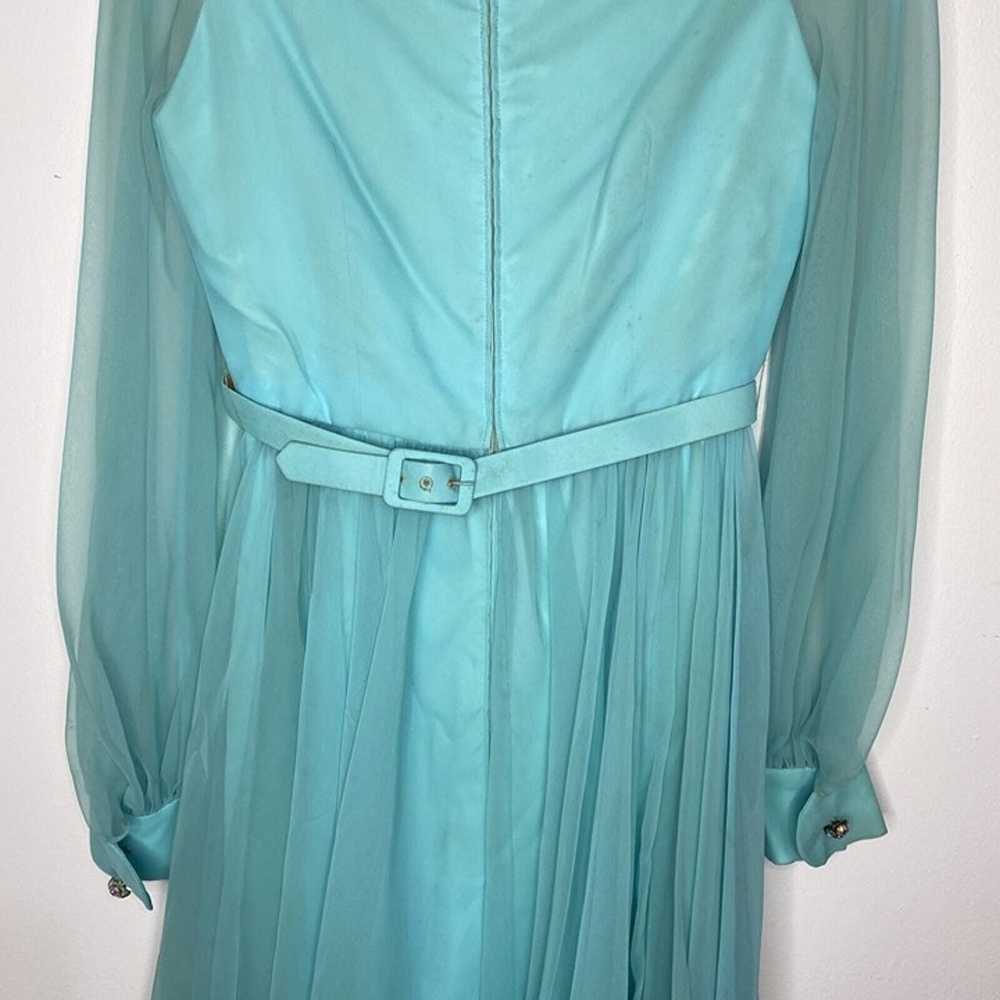 Vintage 1970's Maxi Dress Cocktail Sheer Pleated … - image 10