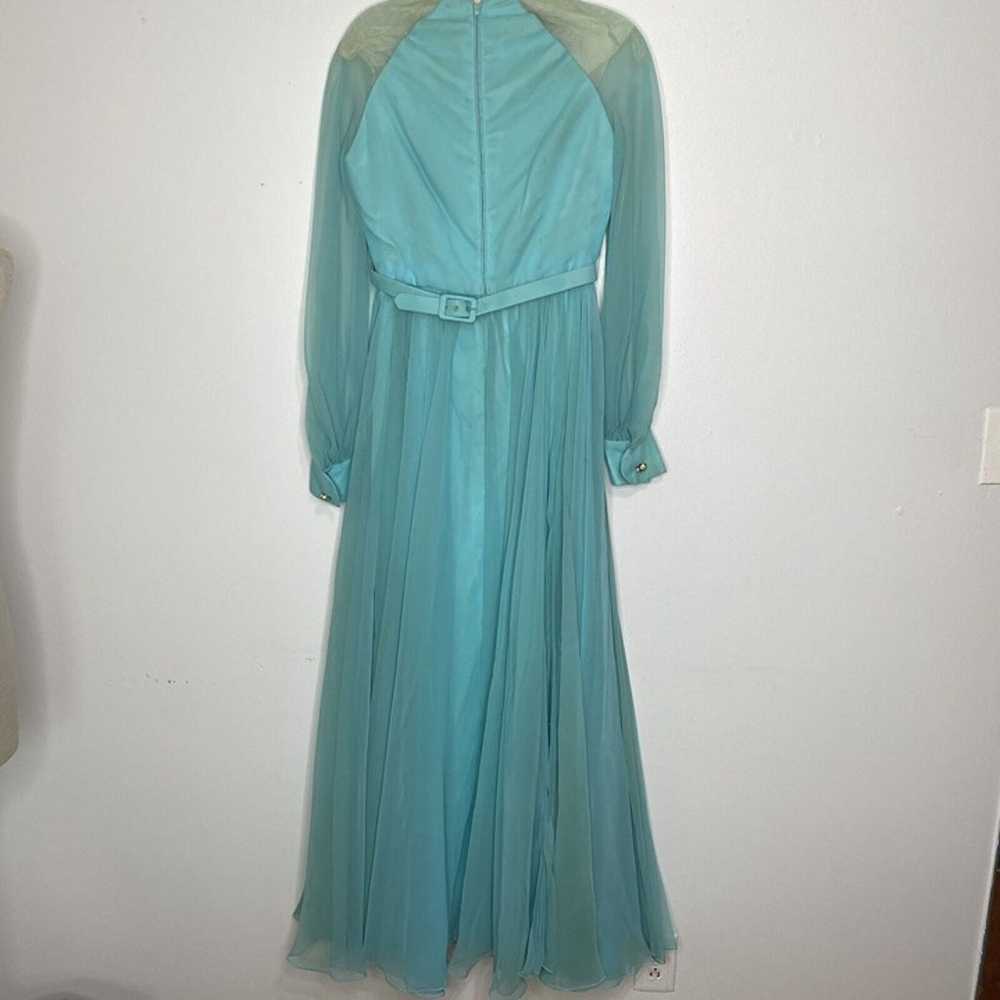 Vintage 1970's Maxi Dress Cocktail Sheer Pleated … - image 8