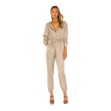 ATM Beige Micro Twill Jogger Jumpsuit Large New