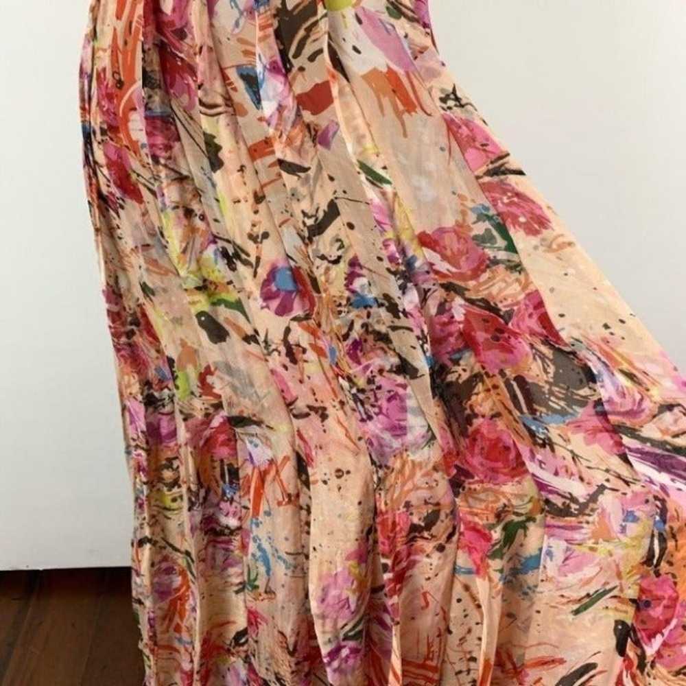 Minuet dress L 100% silk floral handkerchief hem - image 7