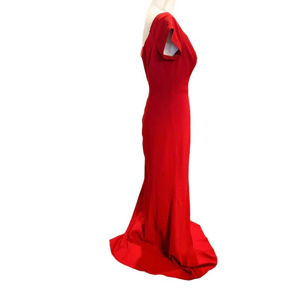 Badgley Mischka Red Crepe Sweetheart Neckline Gown - image 10