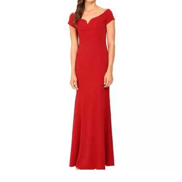 Badgley Mischka Red Crepe Sweetheart Neckline Gown - image 1