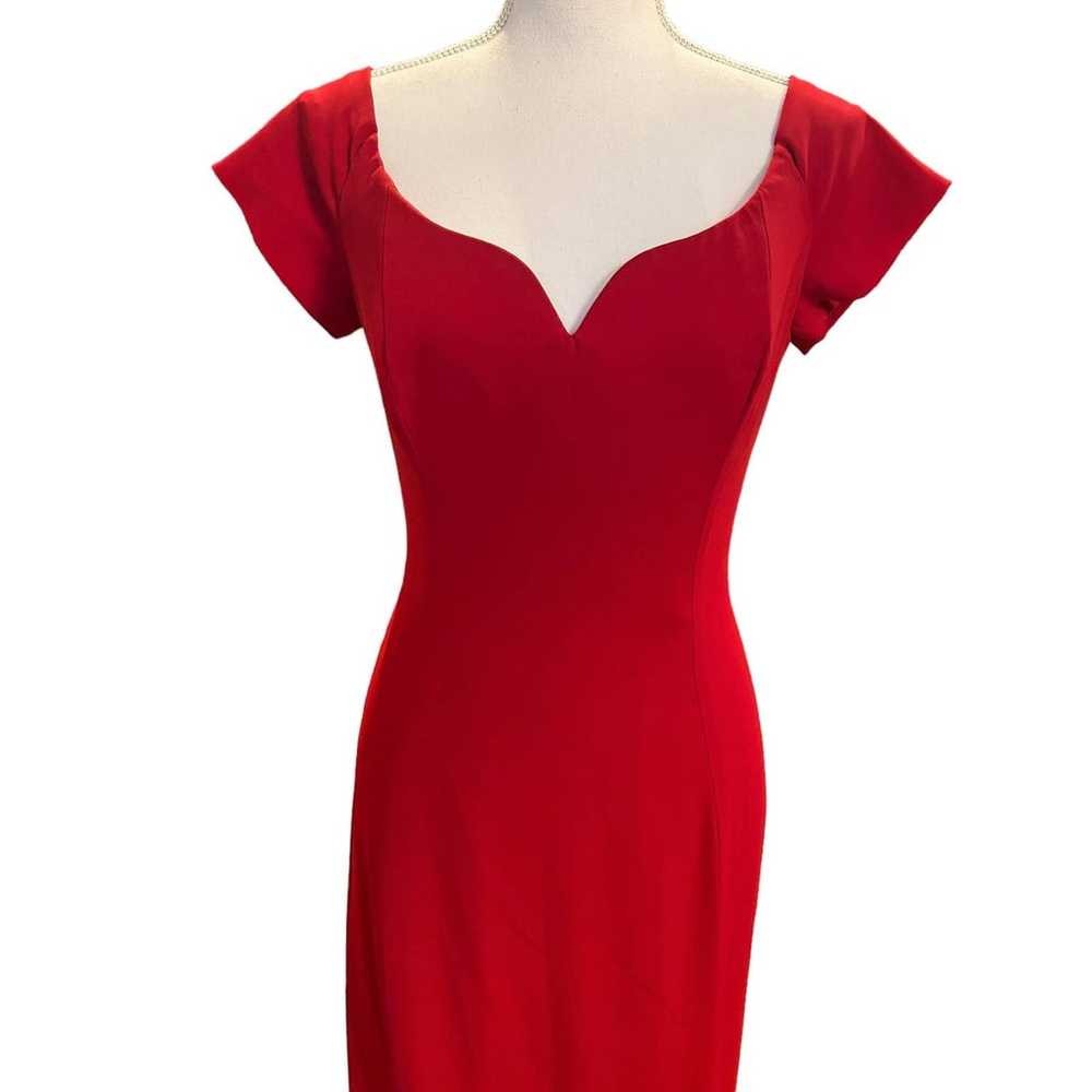 Badgley Mischka Red Crepe Sweetheart Neckline Gown - image 4