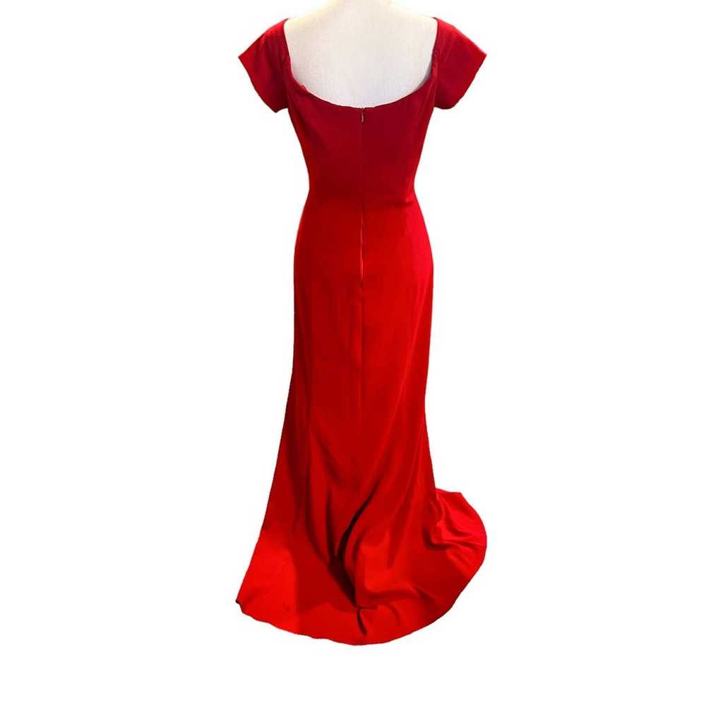 Badgley Mischka Red Crepe Sweetheart Neckline Gown - image 6