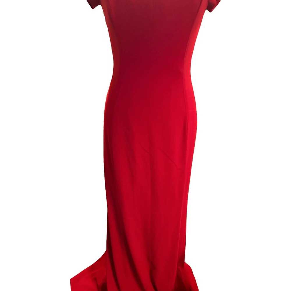 Badgley Mischka Red Crepe Sweetheart Neckline Gown - image 7