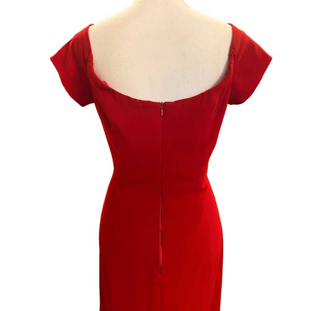 Badgley Mischka Red Crepe Sweetheart Neckline Gown - image 9