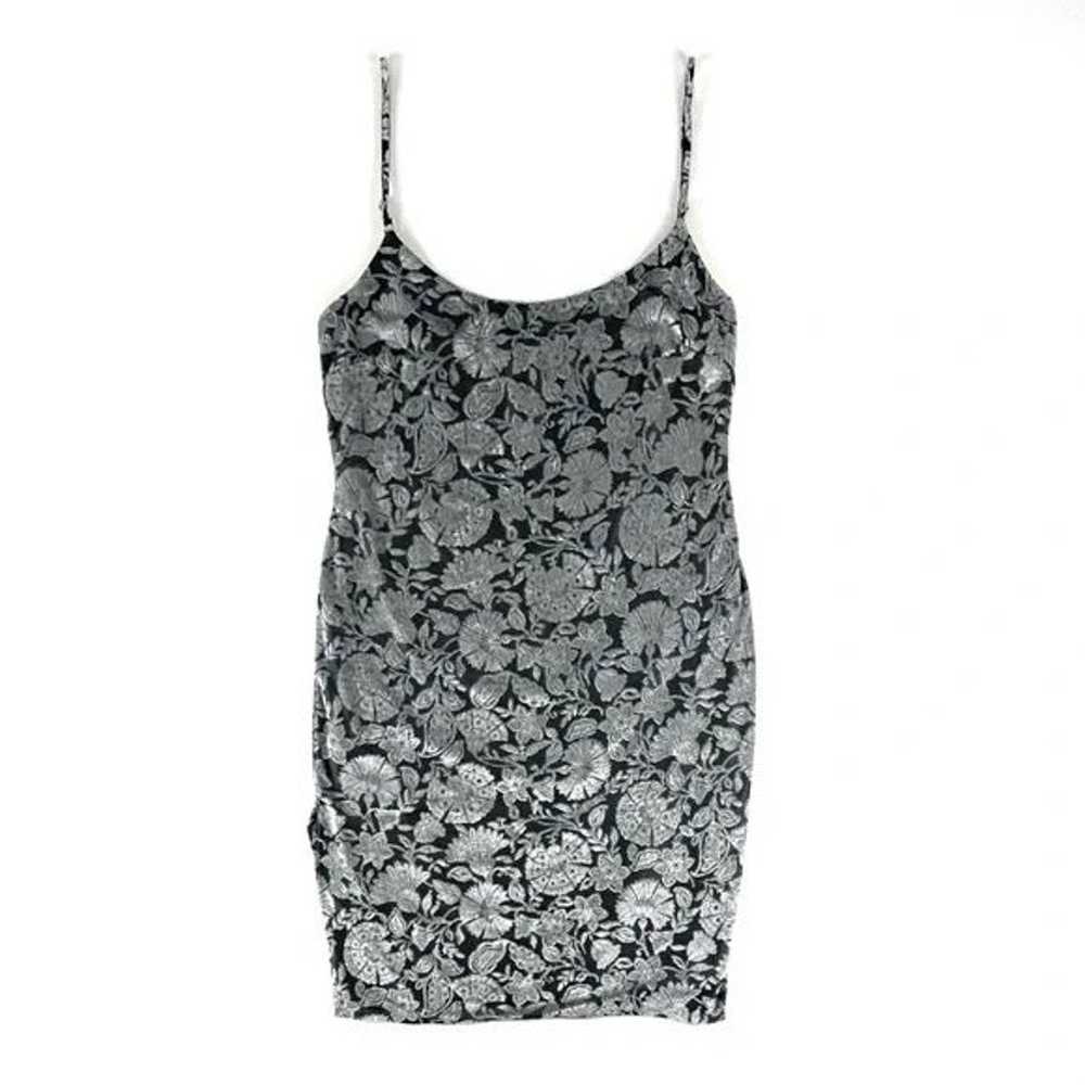 Bebe Silver Velvet Printed Slip Dress - image 5