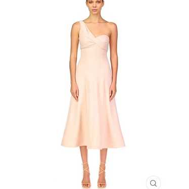 THEIA Ariana One-Shoulder A-Line Midi Dress