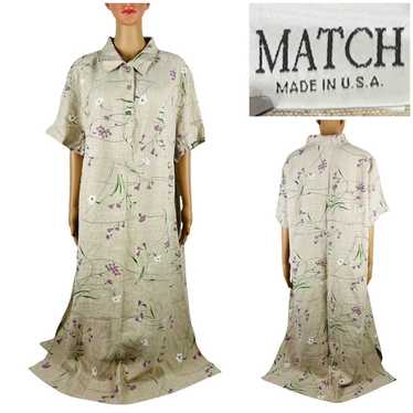 MATCH USA Size 20 Dress 100% Linen Floral Cottage… - image 1