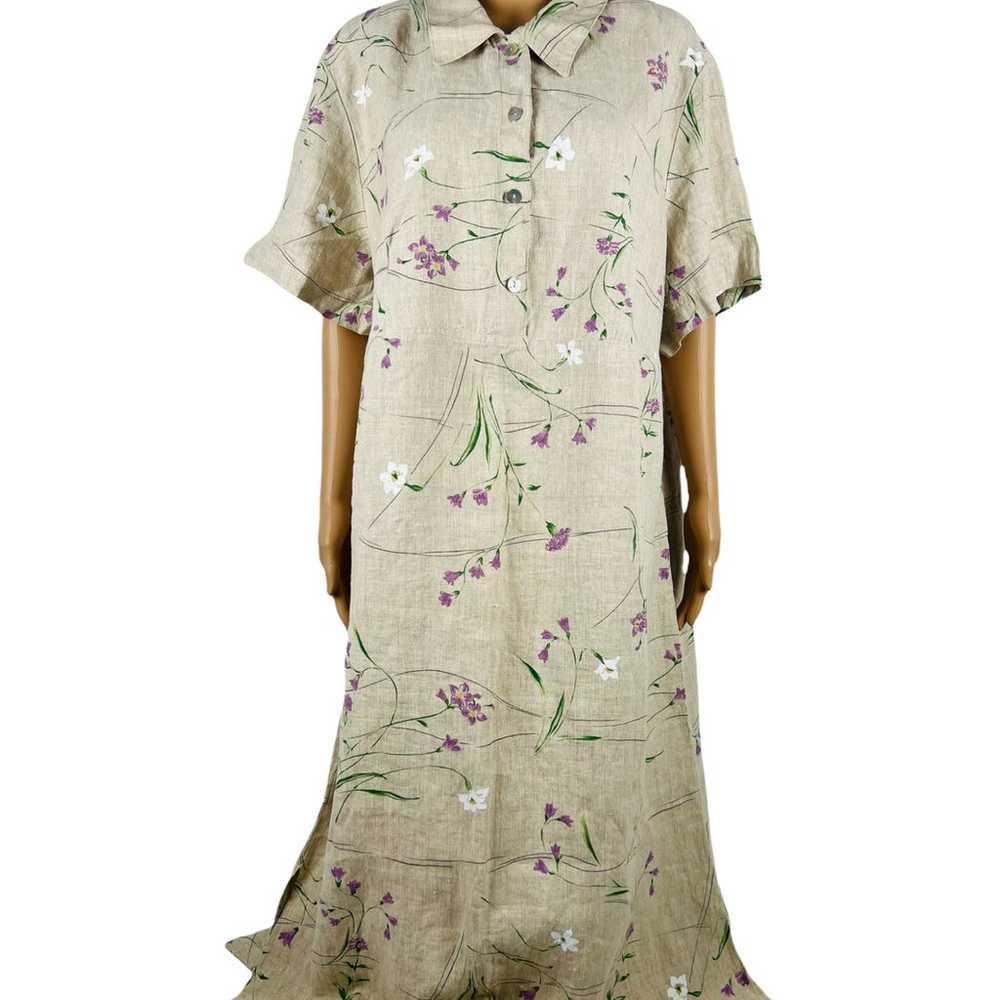 MATCH USA Size 20 Dress 100% Linen Floral Cottage… - image 2