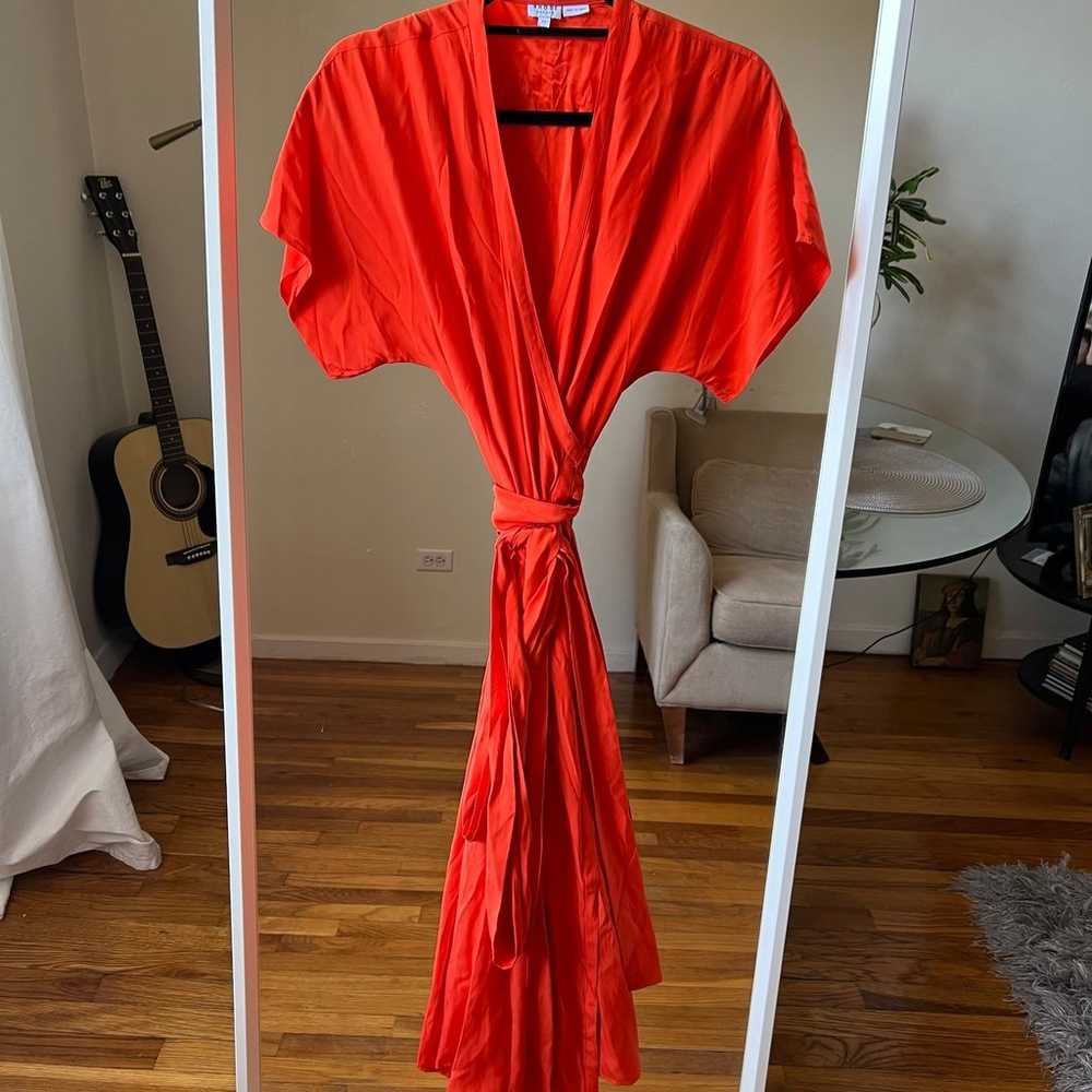 NEW RHODE Resort 100% SILK RED WRAP DRESS SIZE XS - image 2