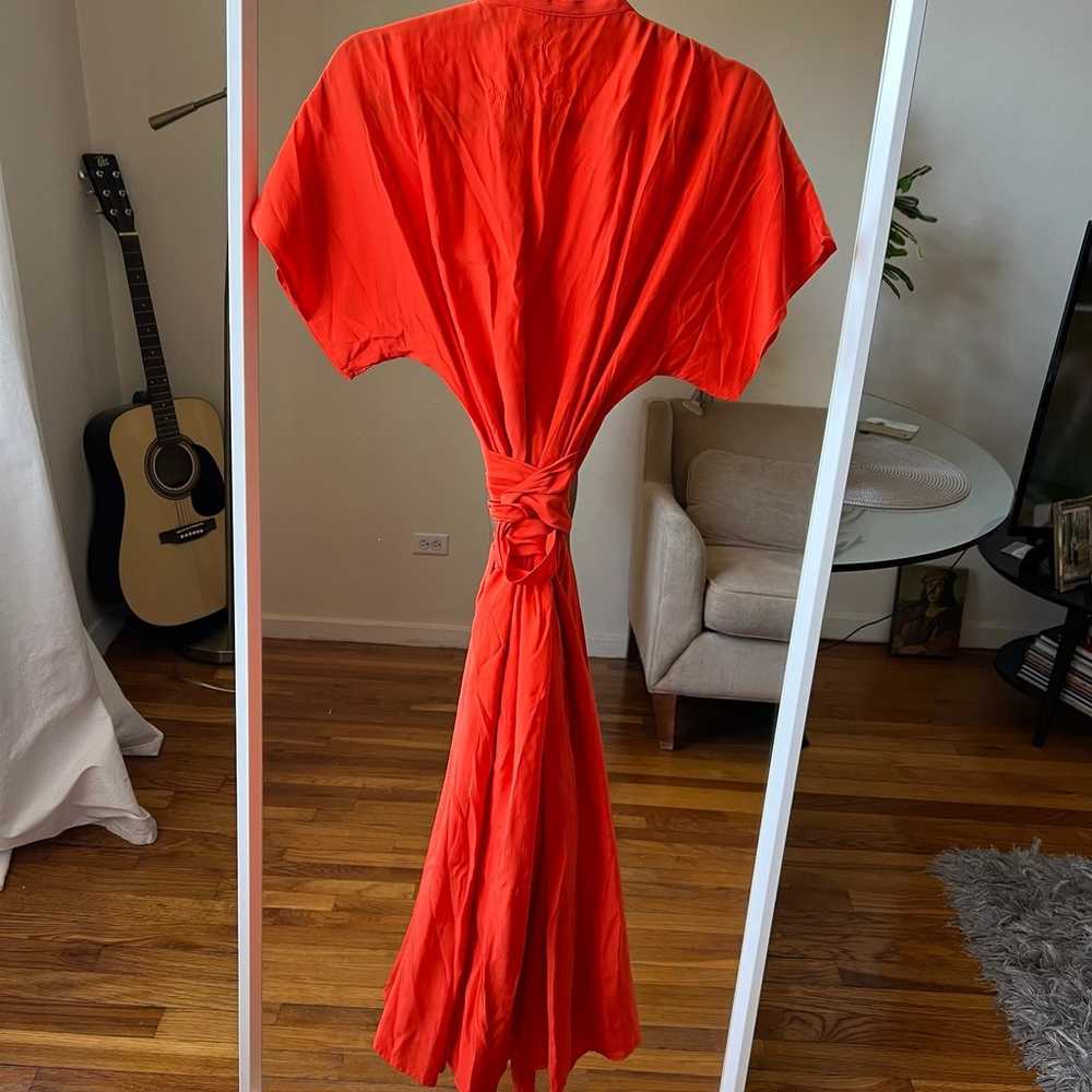 NEW RHODE Resort 100% SILK RED WRAP DRESS SIZE XS - image 4