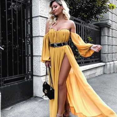 Dreamy Romance Mustard Yellow Backless Maxi Dress
