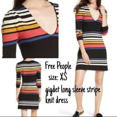 Free People Knit Stripe V-Neck Gidget Long Sleeve… - image 1