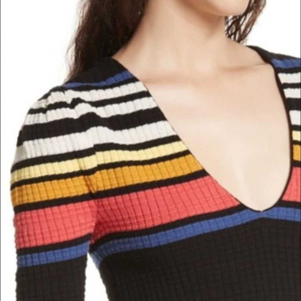 Free People Knit Stripe V-Neck Gidget Long Sleeve… - image 4
