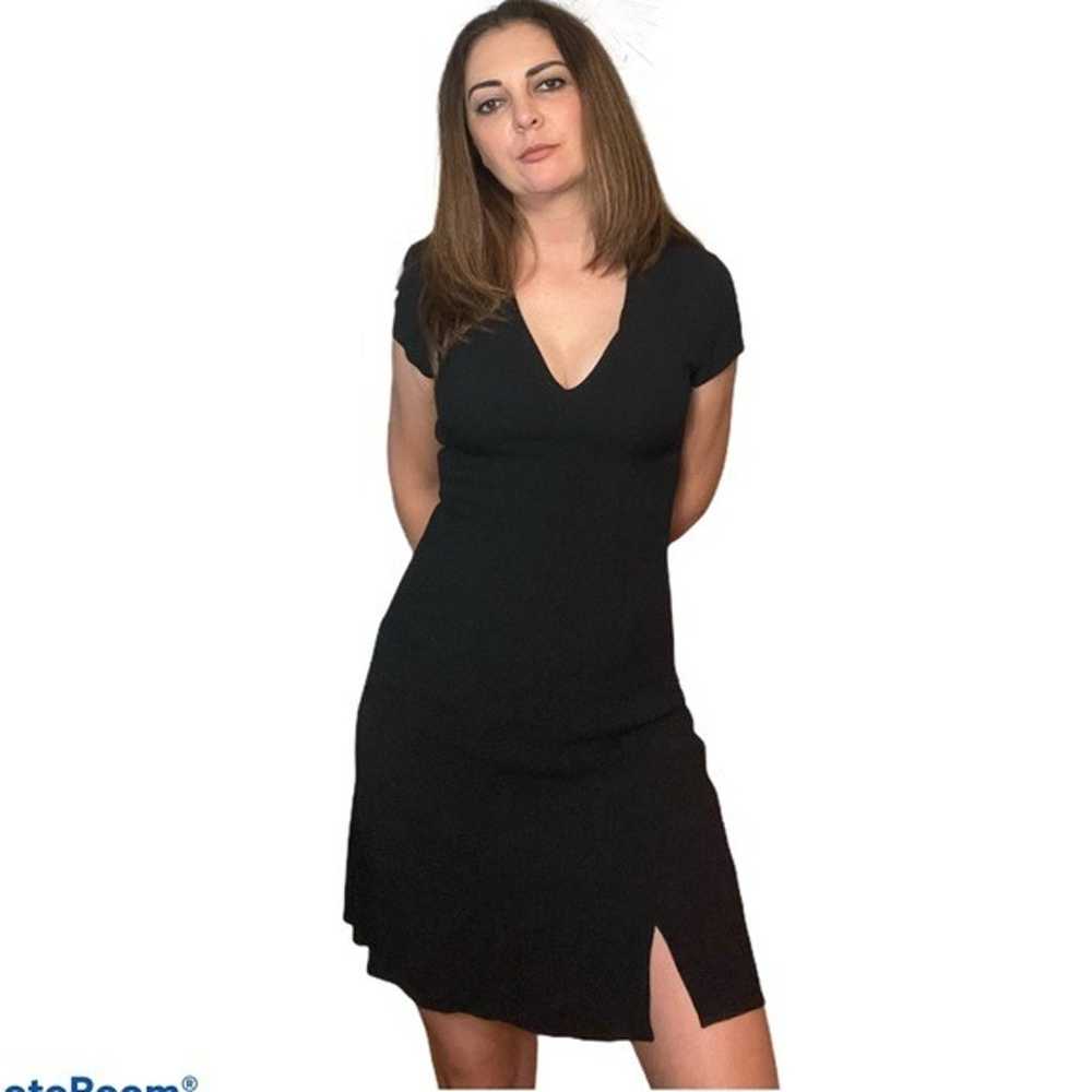 Theory Black V-neck Casual Mini Shirt Dress 2 - image 2