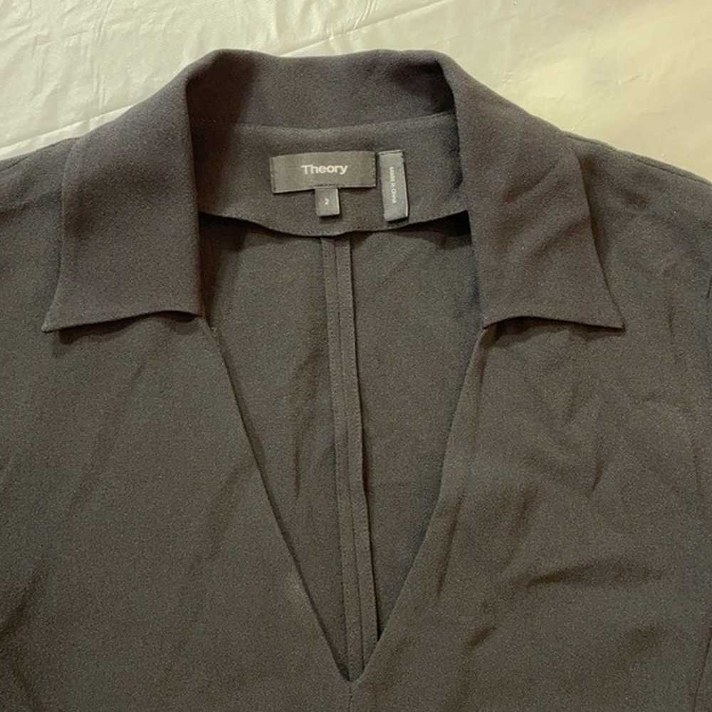 Theory Black V-neck Casual Mini Shirt Dress 2 - image 9