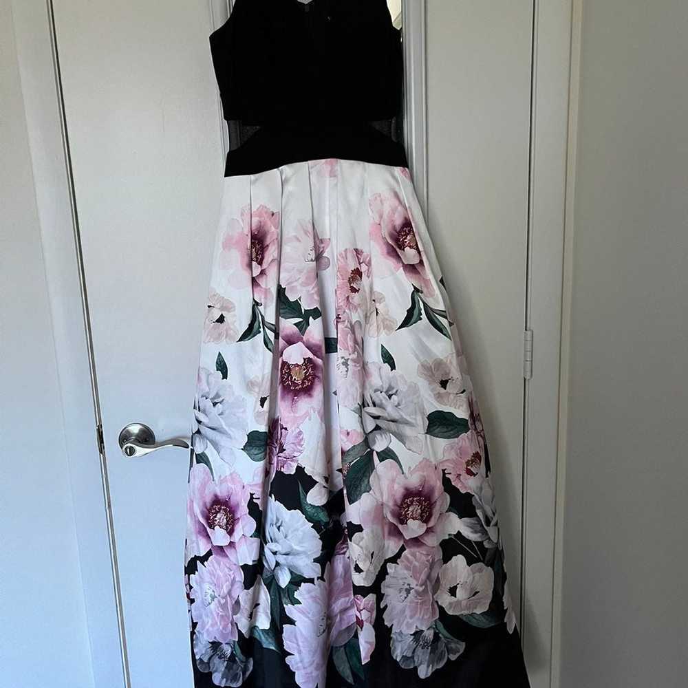 Floral Prom Dress Ball Gown Black White Pink Size… - image 2