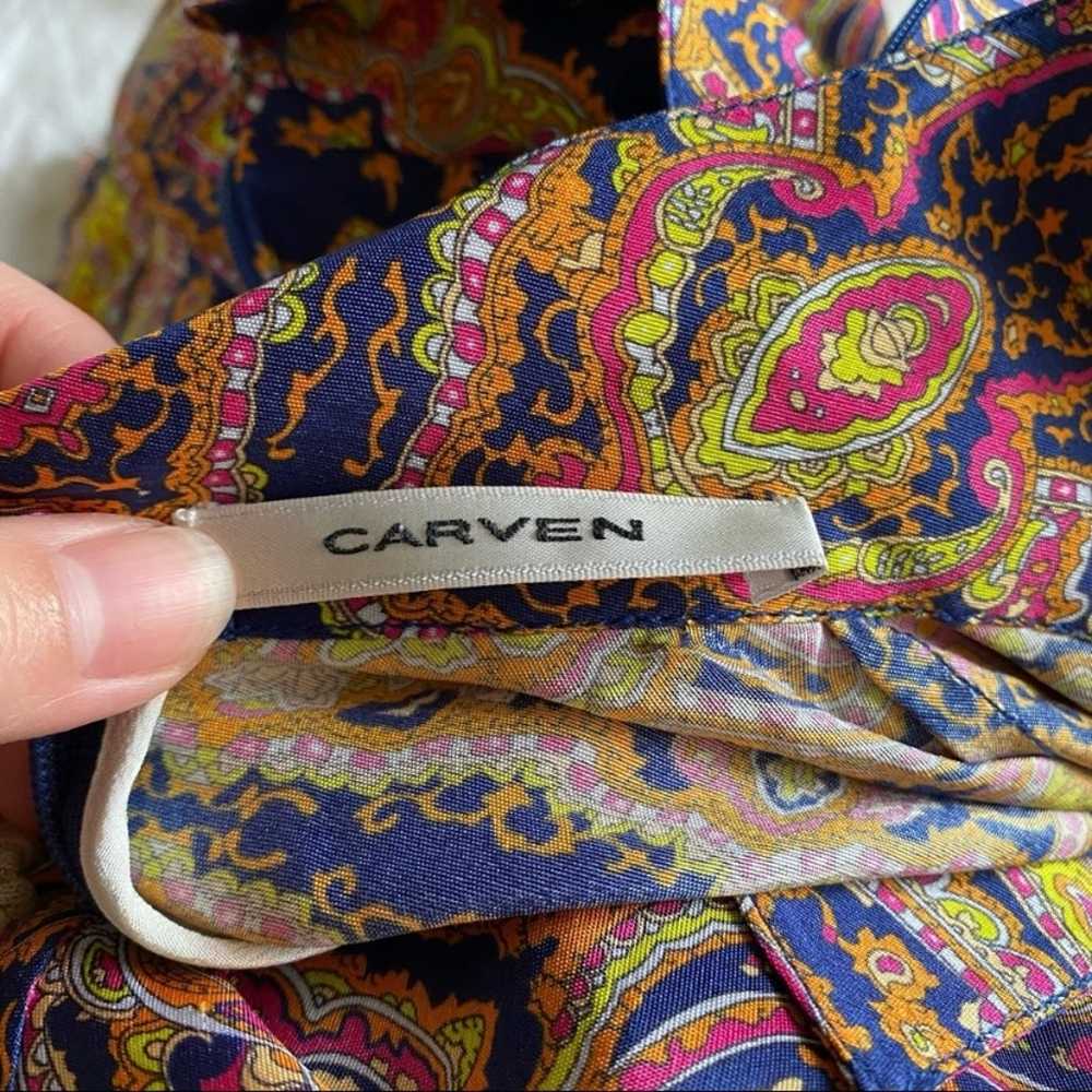 Carven Multicolor Silk Paisley Shantung Dress - image 5