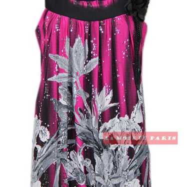 Y28 NEW WOMENS SILVER SEQUIN FLORAL DRESS LADIES B